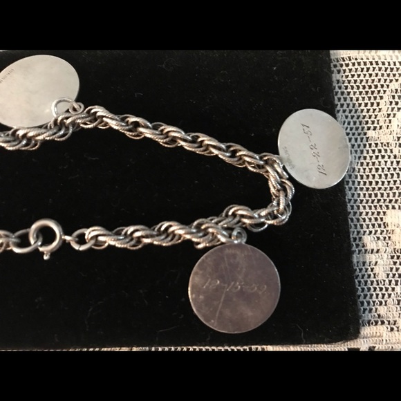 VINTAGE STERLING 925 CHARM BRACELET LOVE TOKENS
